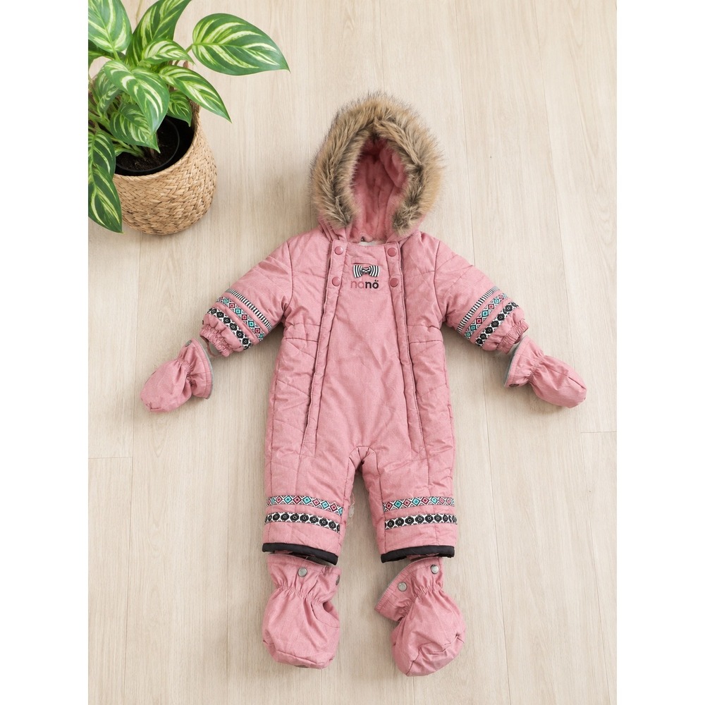 Nano Baby Camo Snowsuit 12M Fleece Lined One Piece Bunting Neon Trim Winter
